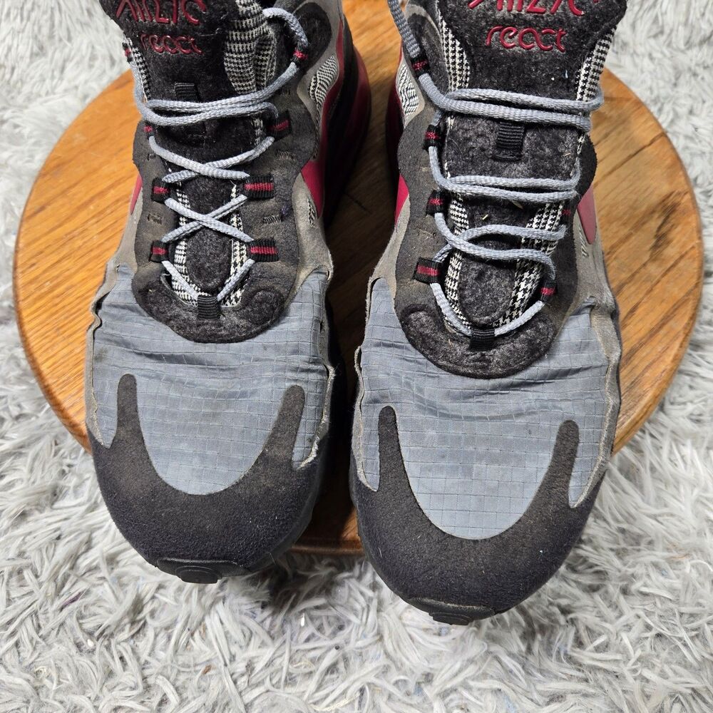 Nike Men Air Max 270 React Alabama Houndstooth Mens Size 12 Gray Noble Red Shoes - Picture 12 of 12